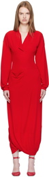 LEMAIRE Red V Neck Maxi Dress