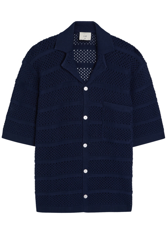 Photo: Che Desiderio Open-knit Cotton Shirt Navy