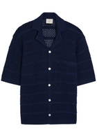 Che Desiderio Open-knit Cotton Shirt Navy