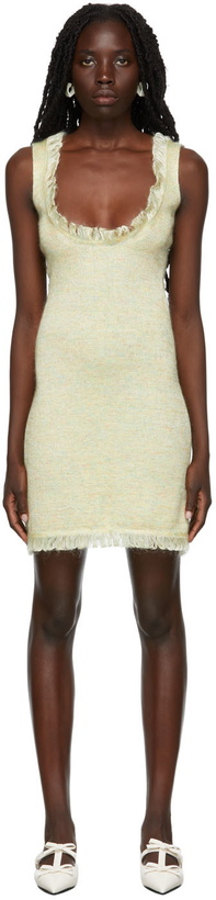 Photo: Gauntlett Cheng SSENSE Exclusive Yellow Knit Bubble Fringe Short Dress