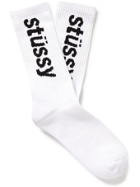STÜSSY - Ribbed Logo-Jacquard Cotton-Blend Socks