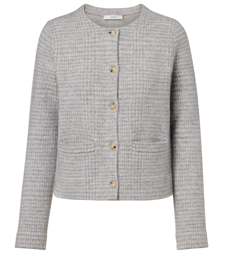 Photo: Vince Checked wool and cashmere cardigan