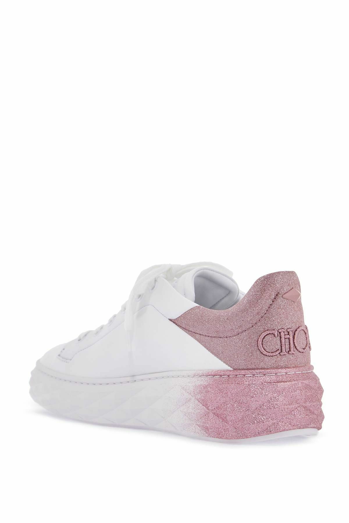 スニーカー JIMMY CHOO Women Sneakers DIAMOND MAXI F II IVRX WHITE ROSE Diamond Maxi/F II | White & Rose Nappa Leather Glitter