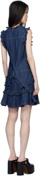 Anna Sui Navy Ruffle Denim Midi Dress