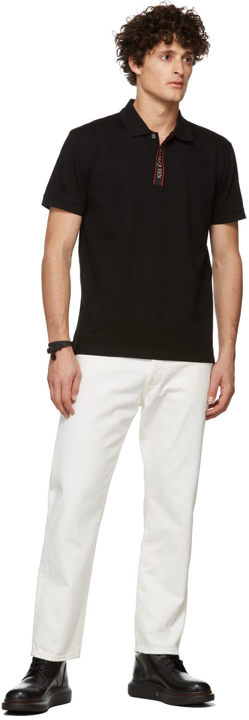 Alexander McQueen Black Selvedge Logo Tape Polo