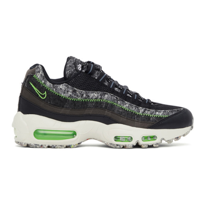 Photo: Nike Black and Green Air Max 95 Sneakers