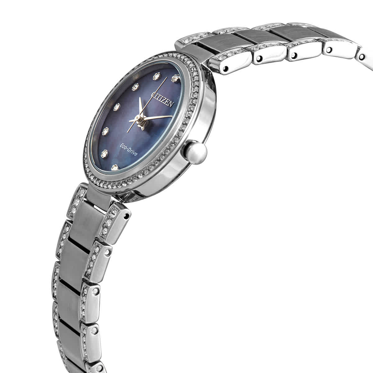 Citizen Eco-Drive Crystal Blue Mother of Pearl Dial Ladies Watch EM0840-59N