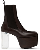 Rick Owens Brown Leather Platform Boots