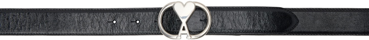 Photo: AMI Paris Black Ami de Cœur Oval Buckle Belt
