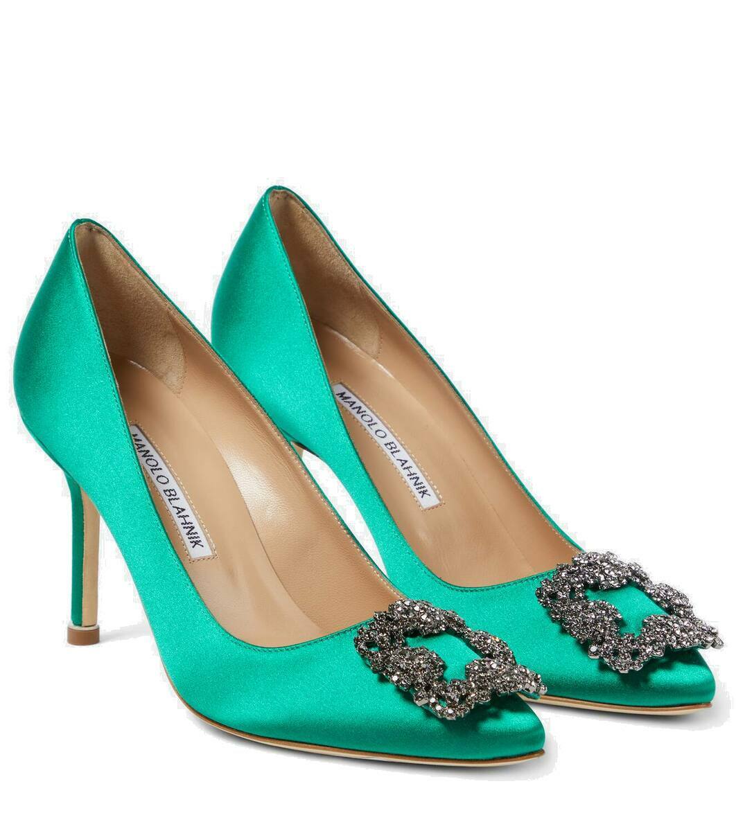 Manolo Blahnik Hangisi embellished satin pumps Manolo Blahnik