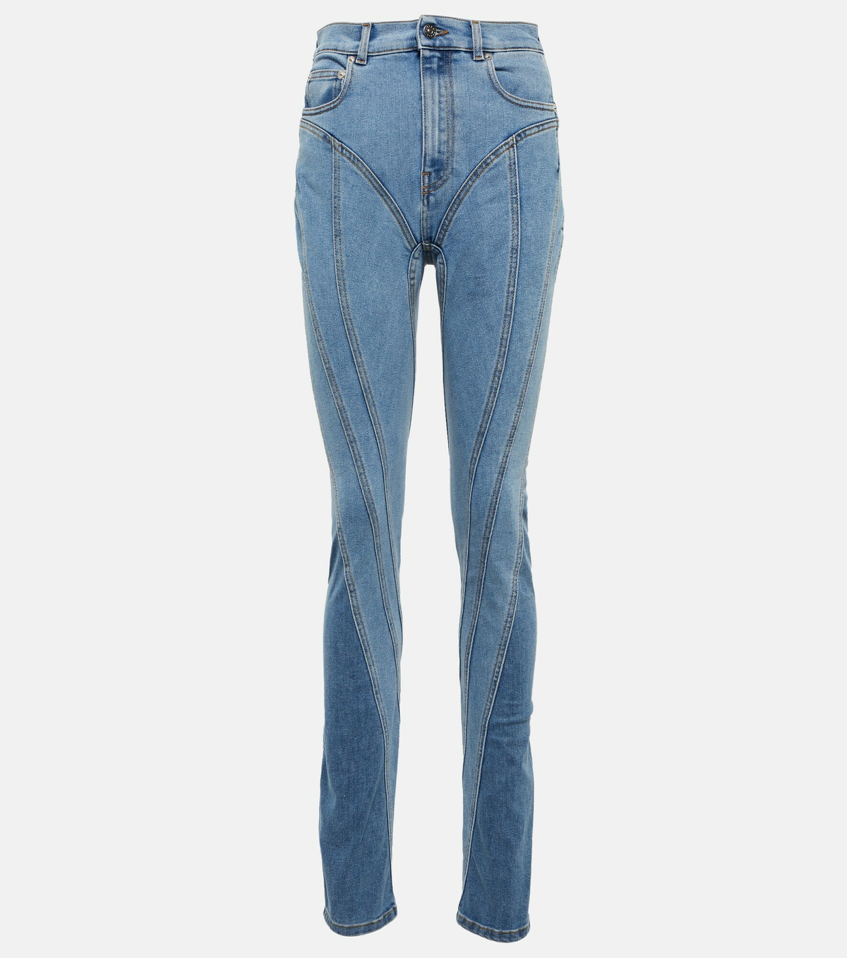 【関税込み】Mugler ジーンズ Mugler bi-color Straight Leg Jeans | Black | FARFETCH