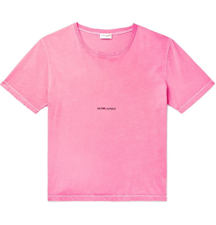 Photo: Saint Laurent - Logo-Print Cotton-Jersey T-Shirt - Men - Pink