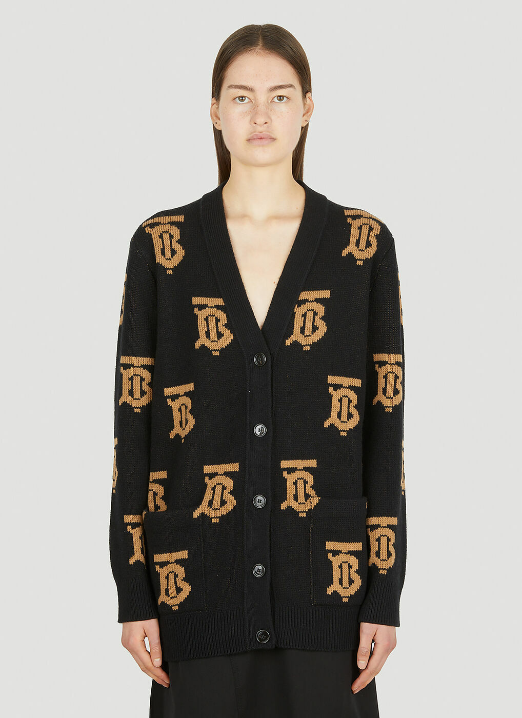 Women Cropped Monogram jacquard sweater Gold/Black