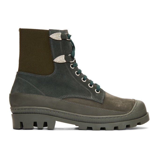 Photo: Toga Virilis Green Suede Lace-Up Boots