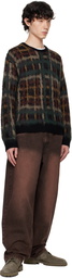Dime Black Plaid Mohair Knit Sweater
