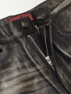 424 - Slim-Fit Straight-Leg Leather Trousers - Black