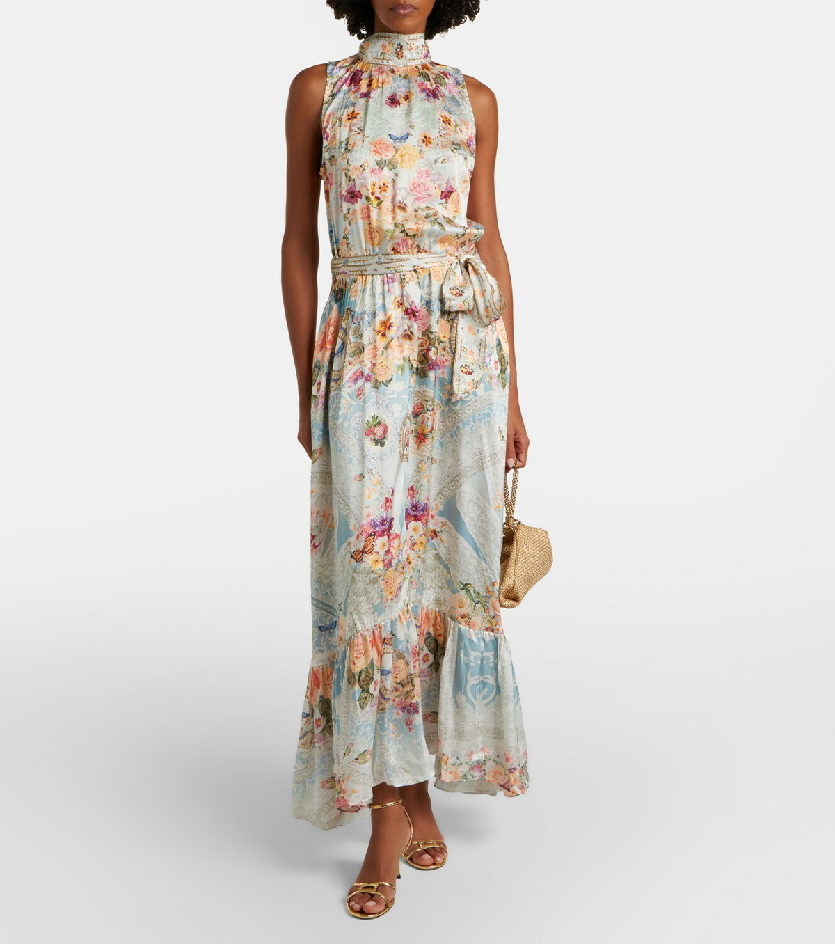 Camilla Embellished floral silk maxi dress