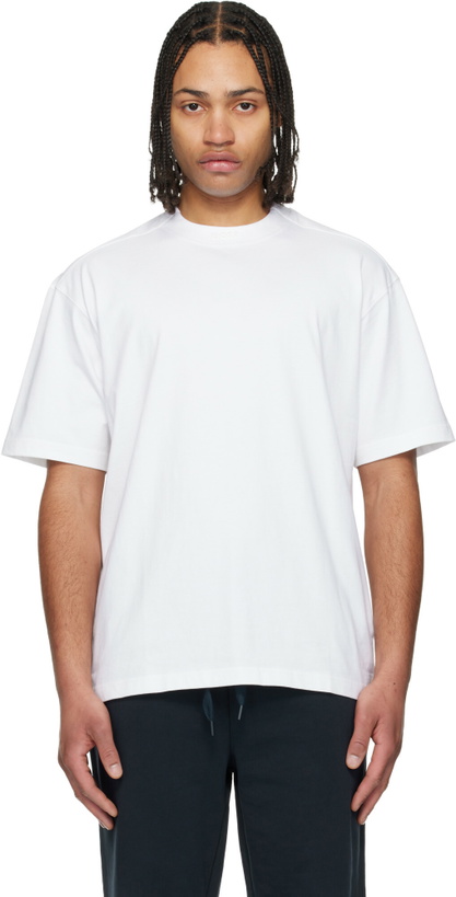 Photo: BOSS White Embroidered Logo T-shirt