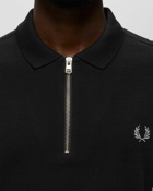 Fred Perry Waffle Texture Polo Shirt Black - Mens - Polos
