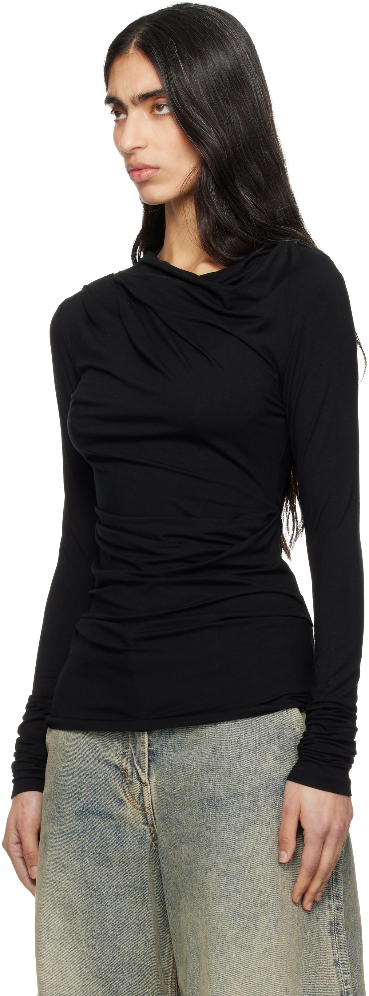 Entire Studios Black Drape Top