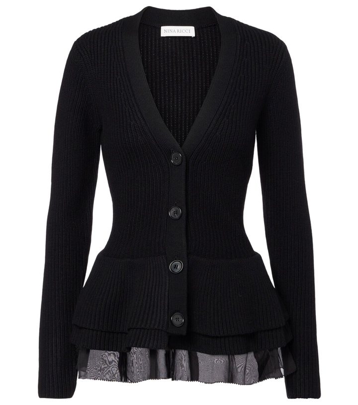 Photo: Nina Ricci Ruffled silk-trimmed wool cardigan