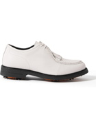 MR P. - Pebble-Grain Leather Kiltie Derby Golf Shoes - White