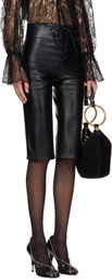 Chloé Black Lace-Up Capri Leather Pants