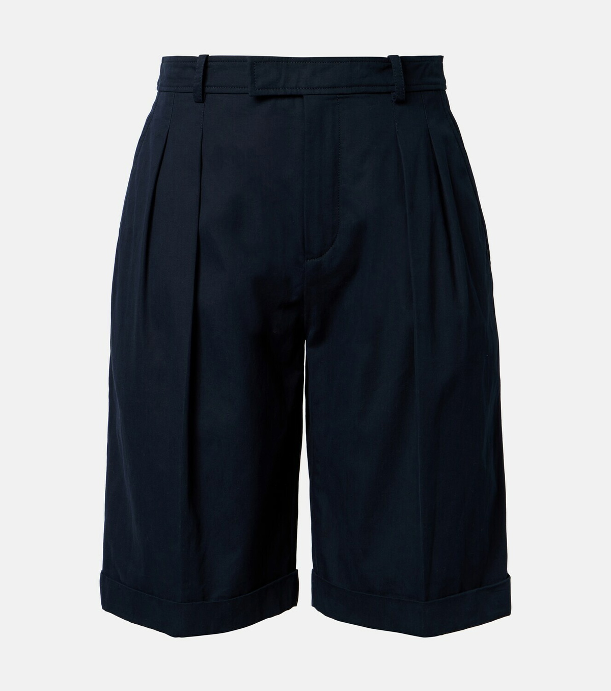 Saint Laurent Pleated cotton Bermuda shorts
