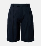Saint Laurent Pleated cotton Bermuda shorts