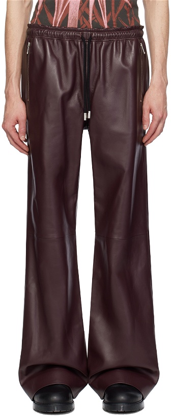 Photo: JW Anderson Burgundy Drawstring Leather Pants