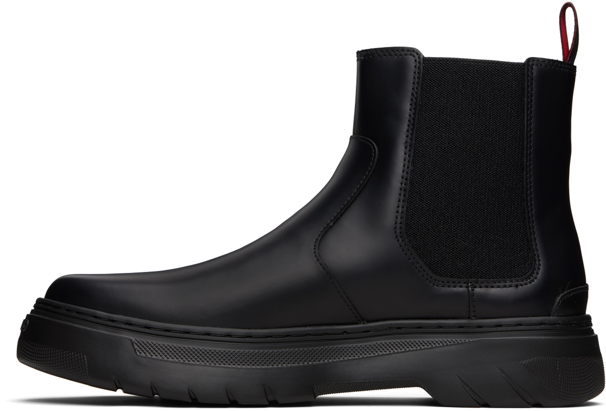 Hugo Black Embossed-Logo Chelsea Boots