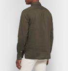 Incotex - Slim-Fit Button-Down Collar Cotton Half-Placket Shirt - Army green