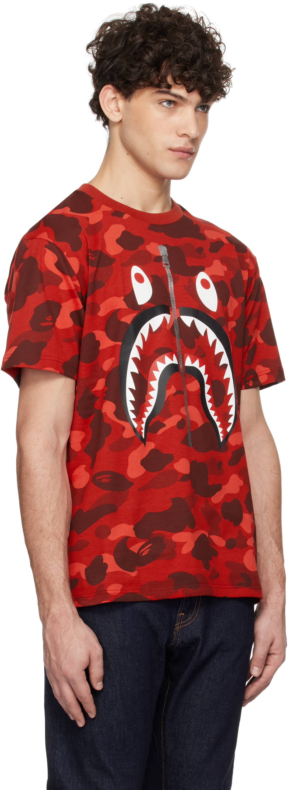 BAPE Red Color Camo Shark T-shirt