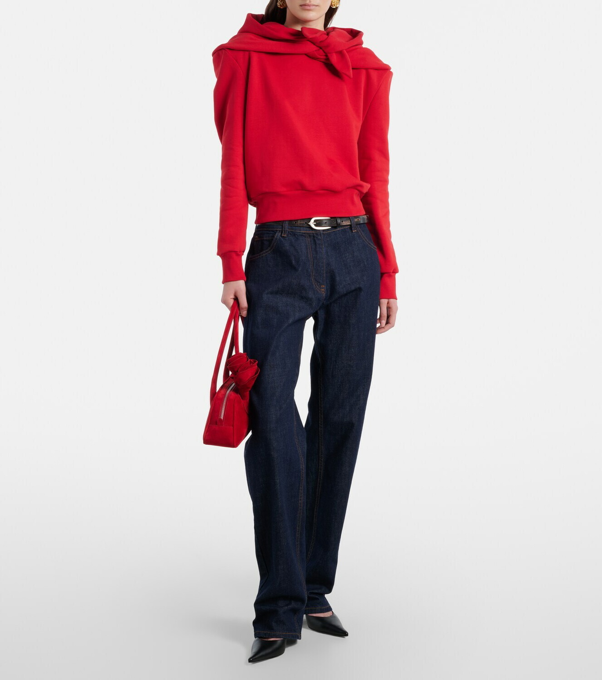 Magda Butrym Scarf-detail cotton-blend hoodie