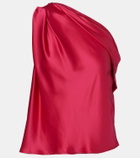 The Sei One-shoulder draped silk satin top