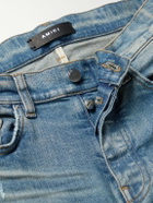 AMIRI - MX1 Skinny-Fit Ultrasuede®-Panelled Distressed Jeans - Blue