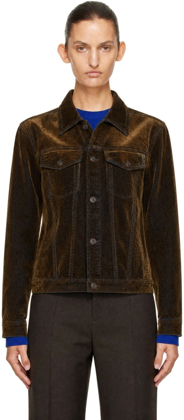 Photo: TONYWACK Brown Flocked Denim Trucker Jacket