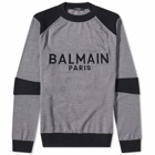 Balmain Men's Ribbed Crew Knit in Grey/Black