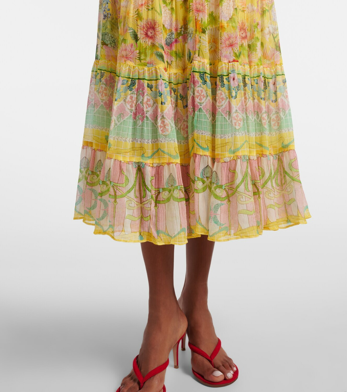 Camilla Printed ruffled silk chiffon midi dress