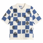 Wax London Men's Porto Square Crochet Shirt in Ecru/Blue