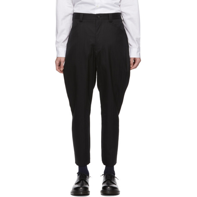 Photo: Comme des Garcons Homme Plus Black Wool Stripe Dobby Shadow Trousers