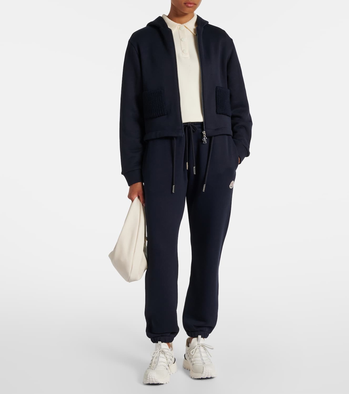 Moncler Cotton-blend jersey zip-up hoodie