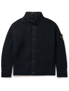 Stone Island - Logo-Appliquéd Cable-Knit Jacket with Detachable Padded Liner - Blue