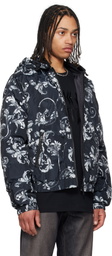 Versace Jeans Couture Black Barocco Reversible Down Jacket
