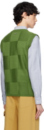 AFTER PRAY Green Damier Knit Vest