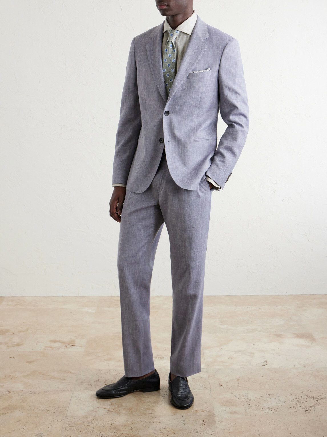 Mr P. - Straight-Leg Pleated Wool, Silk and Linen-Blend Suit Trousers - Purple
