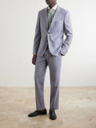 Mr P. - Straight-Leg Pleated Wool, Silk and Linen-Blend Suit Trousers - Purple