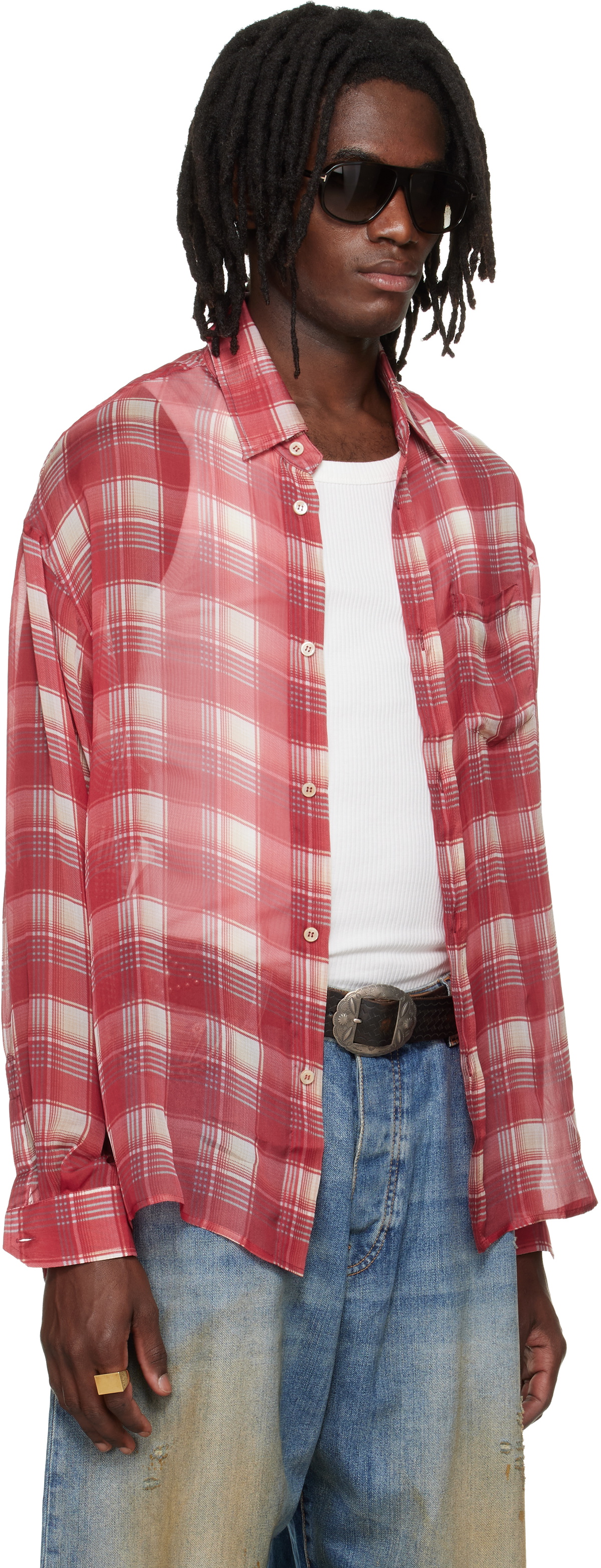 424 Red Silk Shirt
