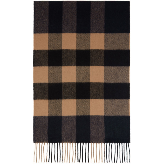 Photo: Burberry Navy Cashmere Mega Check Scarf