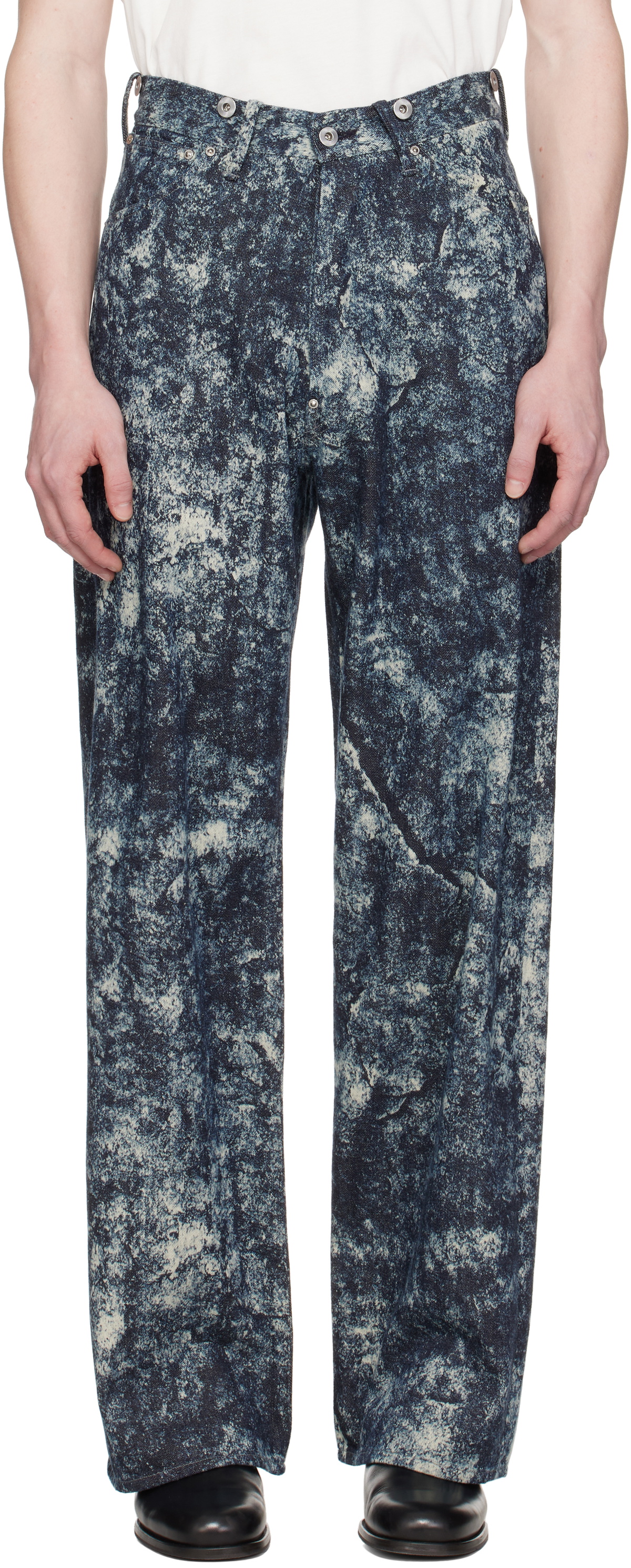 Taiga Takahashi Indigo & Off-White Lot. 704 Jeans Taiga Takahashi